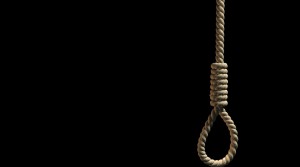 A hangman's noose on black background