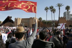 Rabat manifestazione insegnanti stagisti, Marocco