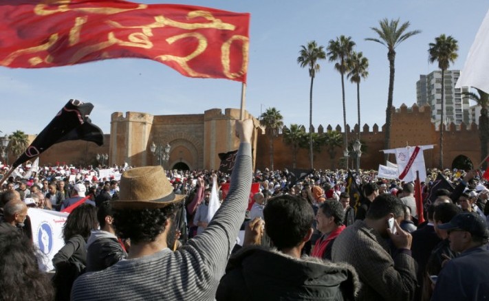Rabat manifestazione insegnanti stagisti, Marocco